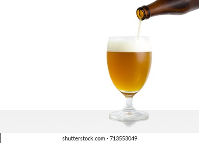 Pouring Beer To Glass/craft Beer On White Background  