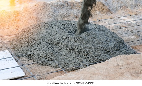 Pouring Cement During Sidewalk Construction Site Stock Photo 2058044324 ...