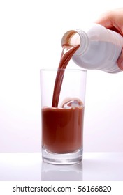 Pouring Chocolate Milk In A Glass