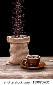 Pouring Coffee Beans Into The Sack