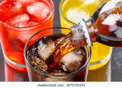 Pouring cola drink drinks lemonade softdrinks in a glass pour