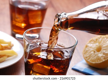 Pouring Cola In Glass Beaker