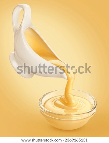 Pouring condensed milk, flowing sweet evaporated cream Foto stock © 