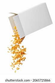 pouring corn flakes from its box isolated on white - Shutterstock ID 2065725866