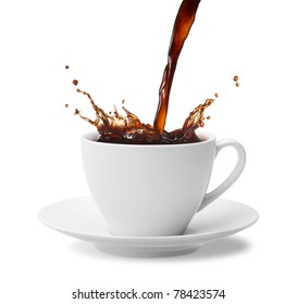 Pouring A Cup Of Coffee Creating Splash