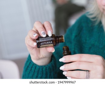 Pouring Essential Natural Oil Doterra .belarus, Minsk, 2021