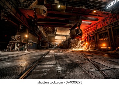 Pouring of liquid metal in open-hearth furnace - Powered by Shutterstock