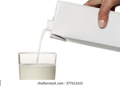 Pouring Milk From The Carton Into A Glass