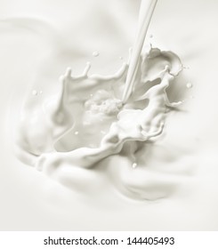 Pouring Milk White Liquid Created Splash Stock Photo 144405493 ...