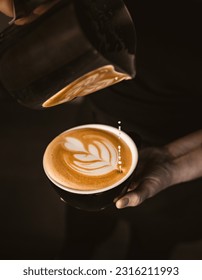 Pouring Perfection: Artful Cappuccino Latte Art Pour Delight