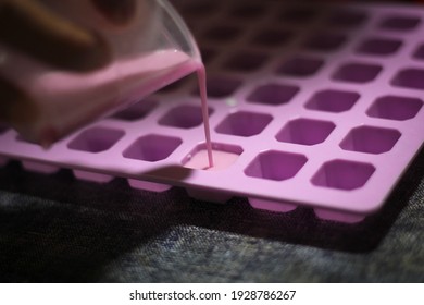 Pouring Soap Into A Silicone Mold