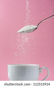 Pouring Sugar In Coffee Cup