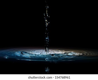 pouring of water in black background