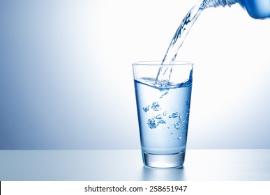 Pouring Water From Bottle Into Glass