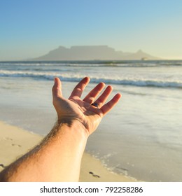 POV Hand Reaching Table Mountain