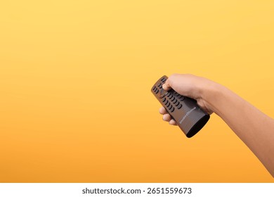 POV Hand Using Remote Control Device For Television Or Media Presented
