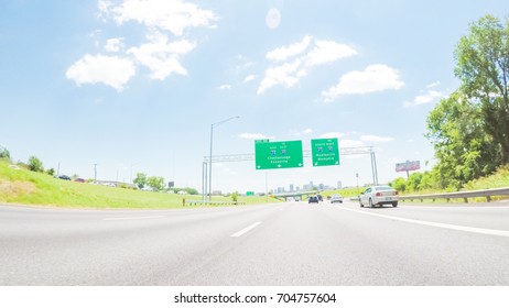 POV Point Of View - Driving East On Interstate Highway 24 Through Nashville.