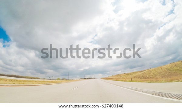 POV point of view -Driving East on interstate\
highway 76 in the Spring.