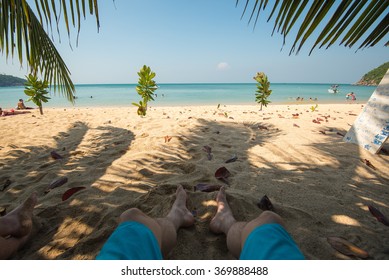 POV Shot Of A Beautiful Sandy Tropical Beach.