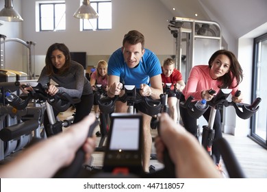 InstructorÃ¢??s POV Of Spinning Class At A Gym