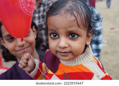 Poverty, Portrait Of A Poor Little Indian Boy Nangloi, Delhi, India- 22 October 2022: