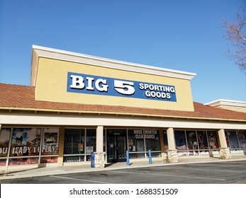 Poway, California, United States - 04-07-2019: A store front sign for Big 5 Sporting Goods.