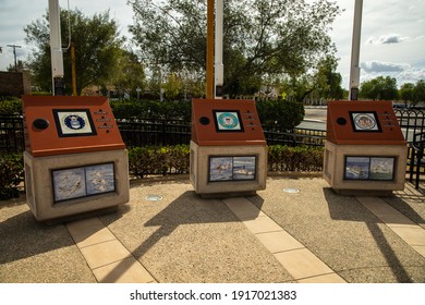 Poway, California USA - February 14, 2021: View Of The Interactive Stations Of The Different Branches Of The Military At The City Of Poway Veterans Park In Poway California.