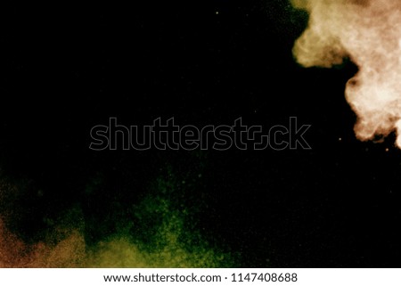 Powder explosion as background / A powder is a dry, bulk solid composed of a large number of very fine particles that may flow freely when shaken