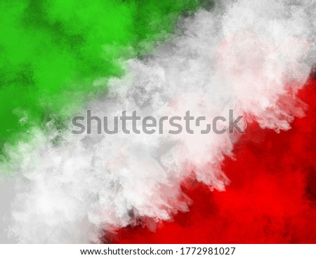 Powder explosion in the colors of the Italian National flag, Italy colors