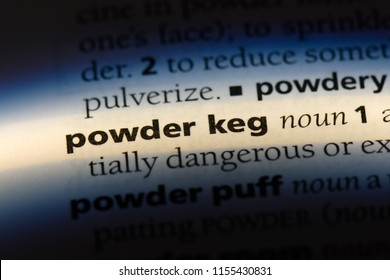 powder keg word in a dictionary. powder keg concept.