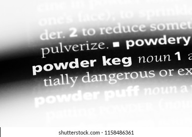 powder keg word in a dictionary. powder keg concept.