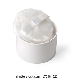 Powder Puff Isolated On White With Clipping Path