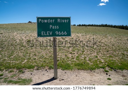 Powder River Pass, elevation 9666 feet, sign on the highest poin