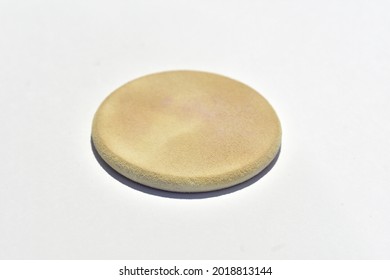 Powder Sponge For Beauty Makeup That Has Been Used, White Background