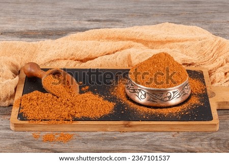 Powdered cajun spice. Dried ground cajun powder spices. Cajun Seasoning in a Bowl.