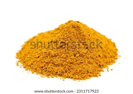 Powdered cajun spice isolated on white background. Dried ground cajun powder spices
