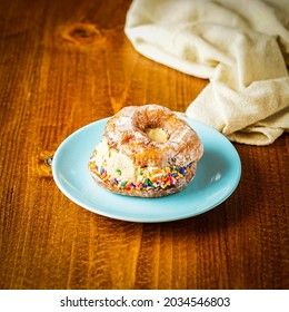 Powdered Doughnut Ice Cream Sandwich With Sprinkles