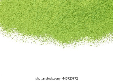 Powdered Matcha Green Tea, Isolated On White