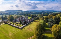Powderham Castle And Powderham Park From A Drone, Powderham, Exeter, Devon, England, Europe