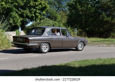 Powderham, Devon, UK. July 9th 2022.  Triumph 2000 Classic Saloon Car From The 1960's. Pictured Driving Down A Country Road On A Summers Day. Historic Vehicle Gathering Of Classic Cars. 