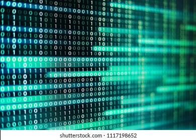 power of big data. binary code information bit on computer monitor screen display. green light text number one and zero. blur defocus blue bokeh light. technology graphic design background concepts - Powered by Shutterstock - Get 15% off with code: PIKWIZARD15