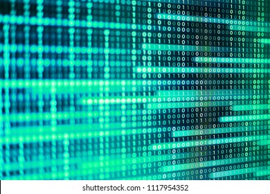 power of big data. binary code information bit on computer monitor screen display. green light text number one and zero. blur defocus blue bokeh light. technology graphic design background concepts - Powered by Shutterstock - Get 15% off with code: PIKWIZARD15