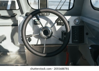 Power boat dashboard, inside the boat