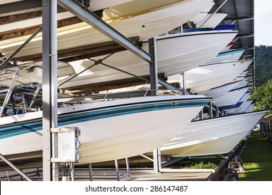 Power boats sheltered parking facility marina in Trinidad 