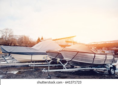 Power Boats Shrink Wrapped. Boat Storage Facility