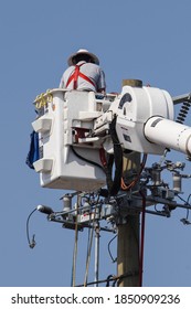 Power Company Employee Works On Restoring Power In Tuscaloosa Days After An EF-4 Tornado Hit The City On April 27 , 2011, Tuscaloosa, April 30, 2011