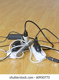 Power Cords In A Tangled Mess