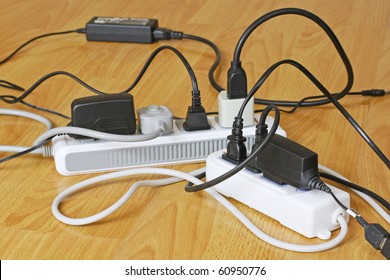 Power Cords In A Tangled Mess