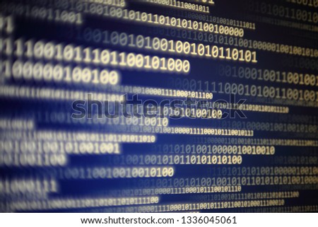 power of digital big data. close up image of one and zero icon for data server business concepts. multiple shade of blue light pixel blocks.