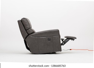Power Leather Recliner Chair With White Background